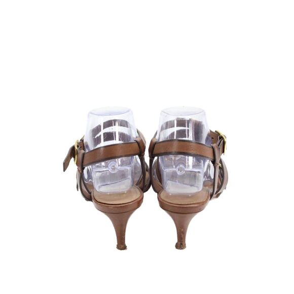 Elie Tahari Womens Open Toe Slingback Gold Tone Heels Brown Size EUR 39.5 - Picture 3 of 5